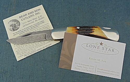 Bear & Son Damascus Folding Knife S/n 03037 — image 8