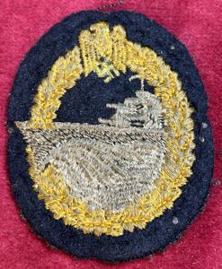 3rd Reich Kriegsmarine Zerstörerkriegsabzeichen Stoffausführung