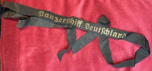 3rd Reich Kriegsmarine Mützenband 'Panzerschiff Deutschland'