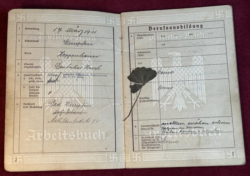 Deutsche Reich Arbeitsbuch (1936-1944) — image 3