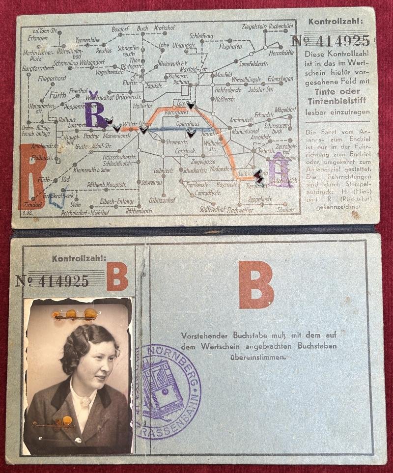 3rd Reich Arbeiterwochenfahrkarte Städt. Werke Nürnberg — image 2