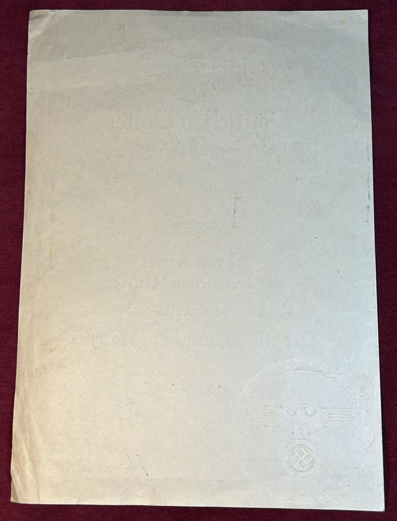 3rd Reich Verleihungsurkunde Ehrenkreuzes des Deutschen Mutter 3. Stufe — image 2