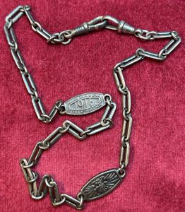 Kaiserreich Patriotische Uhrenkette 'Gold zur Wehr Eisen zur Ehr 1916'