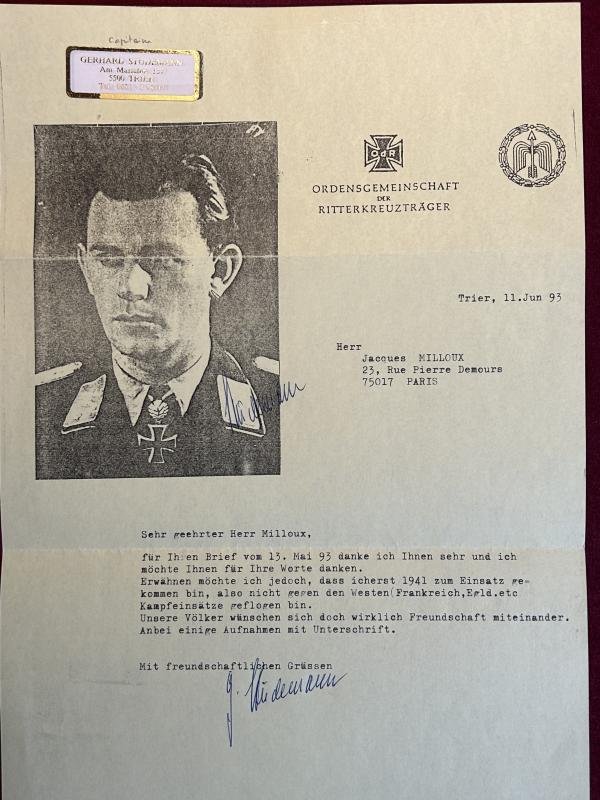 3rd Reich Luftwaffe RKT Gerhard Stüdemann (Nachkrieg) Unterschrift und Foto — image 3