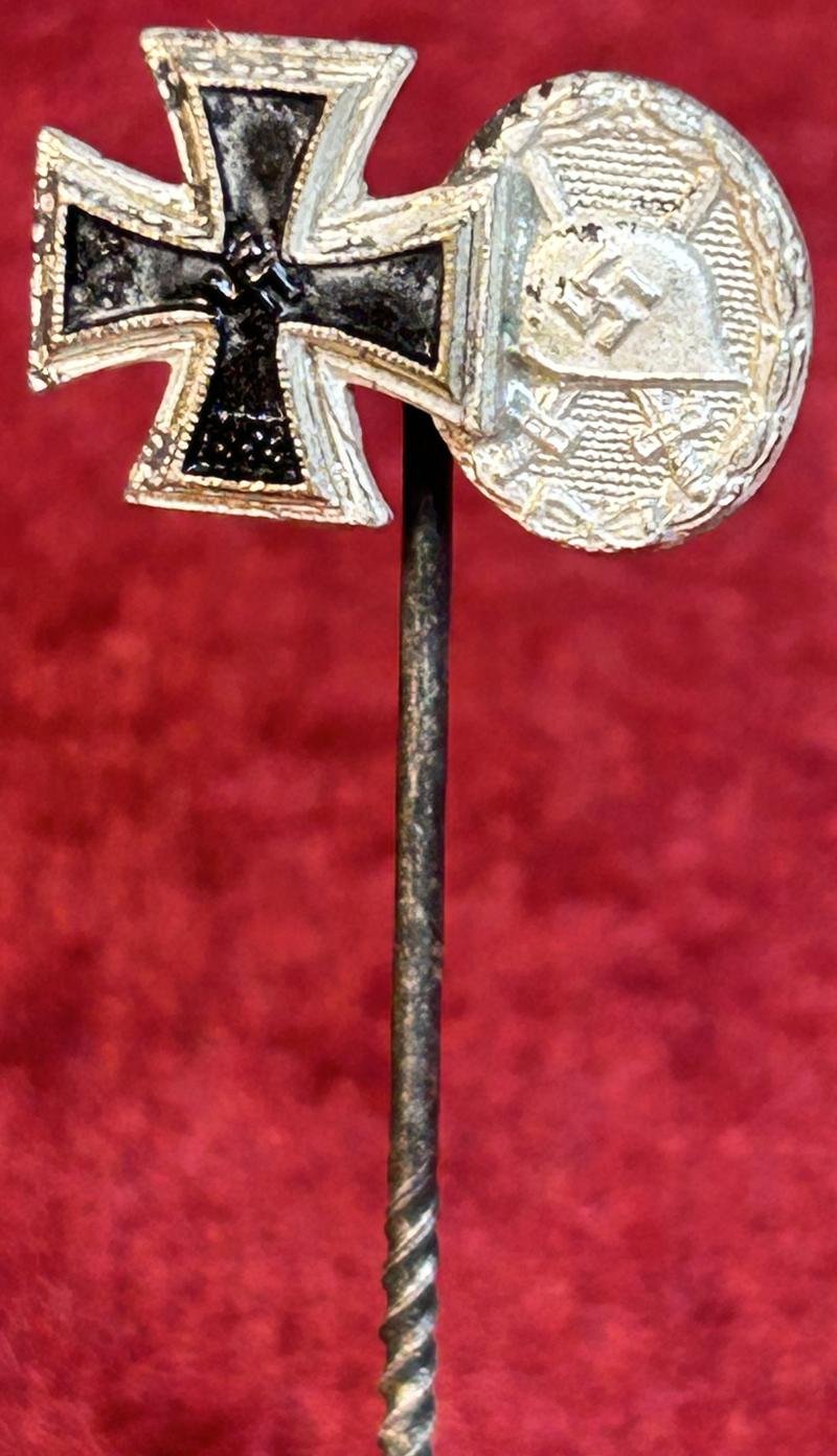 3rd Reich Miniaturspange Eisernes kreuz 2. klasse und Verwundetenabzeichen in Silber — image 3