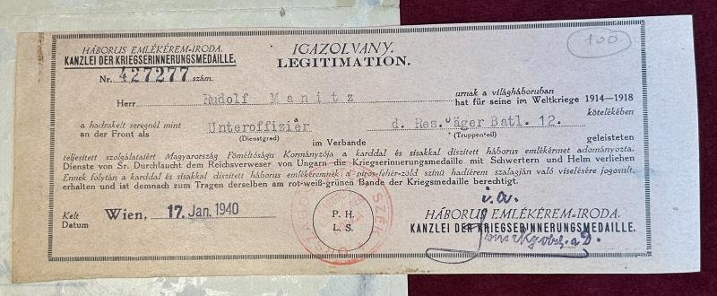 3rd Reich Oberjäger verleihung fur die Bulgarian und Ungarn 1. Weltkrieg Medaillen — image 4