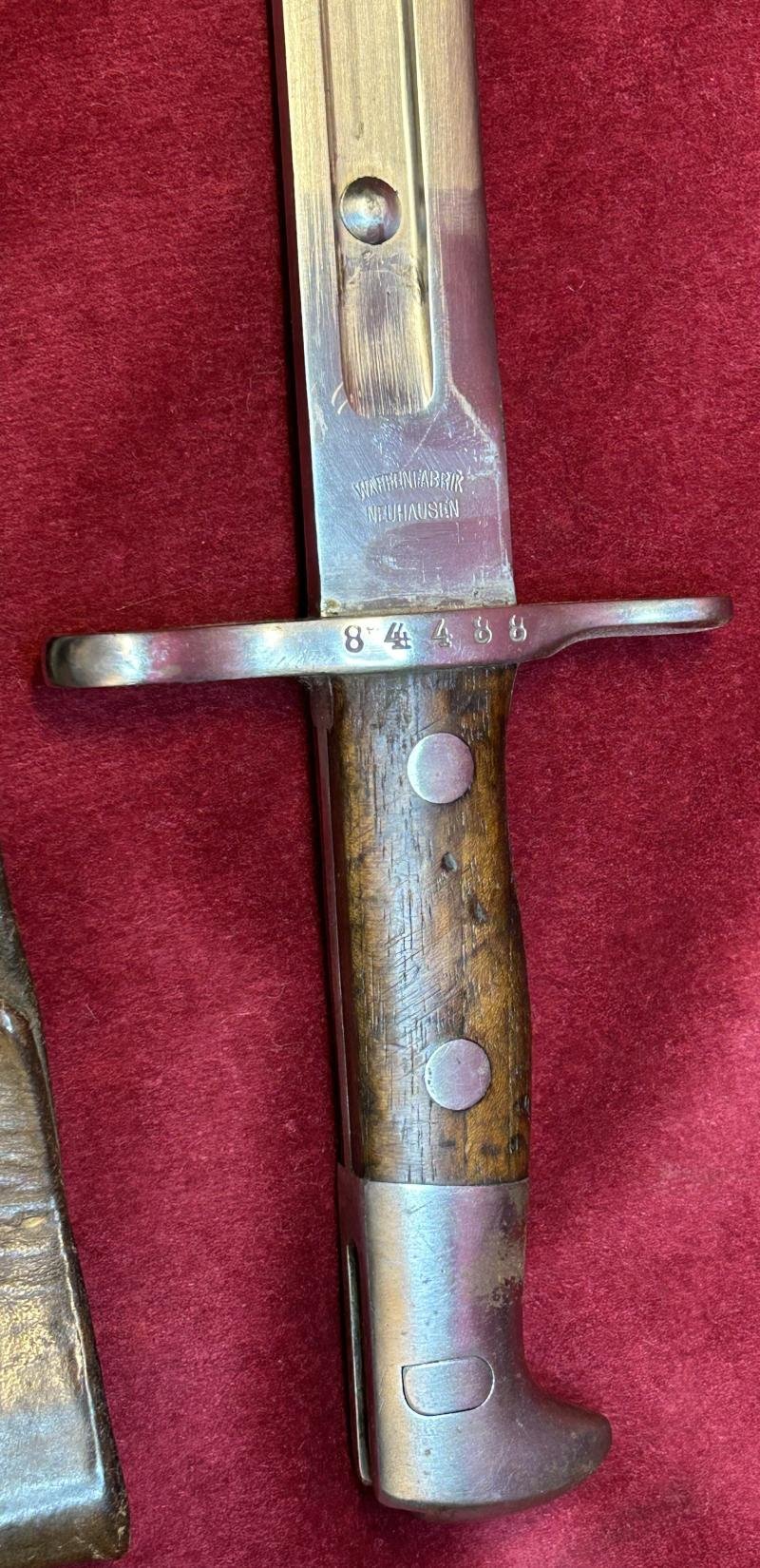 Swiss bayonet M1889/18 Waffenfabrik Neuhausen with frog — image 3