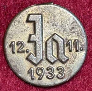 3rd Reich 'Ja' Wahlabzeichen 12.11.1933
