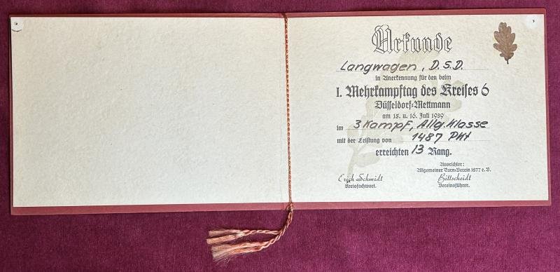 3rd Reich DRL Urkunde I. wehrkampftag des Kreises 6 — image 2