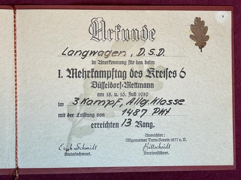 3rd Reich DRL Urkunde I. wehrkampftag des Kreises 6 — image 3