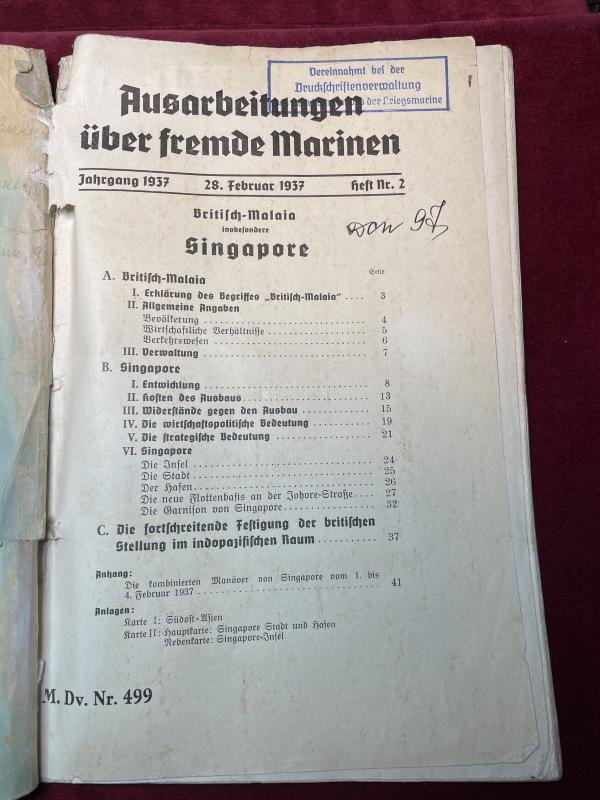 3rd Reich Kriegsministerium handbuch fremde Marinen Britisch-Malaia (Singapore) — image 2