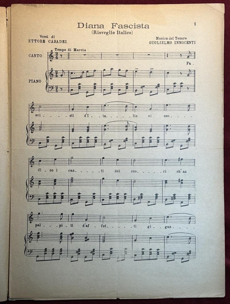 Italia Spartito 'Diana Fascista' Risveglio Italico — image 4