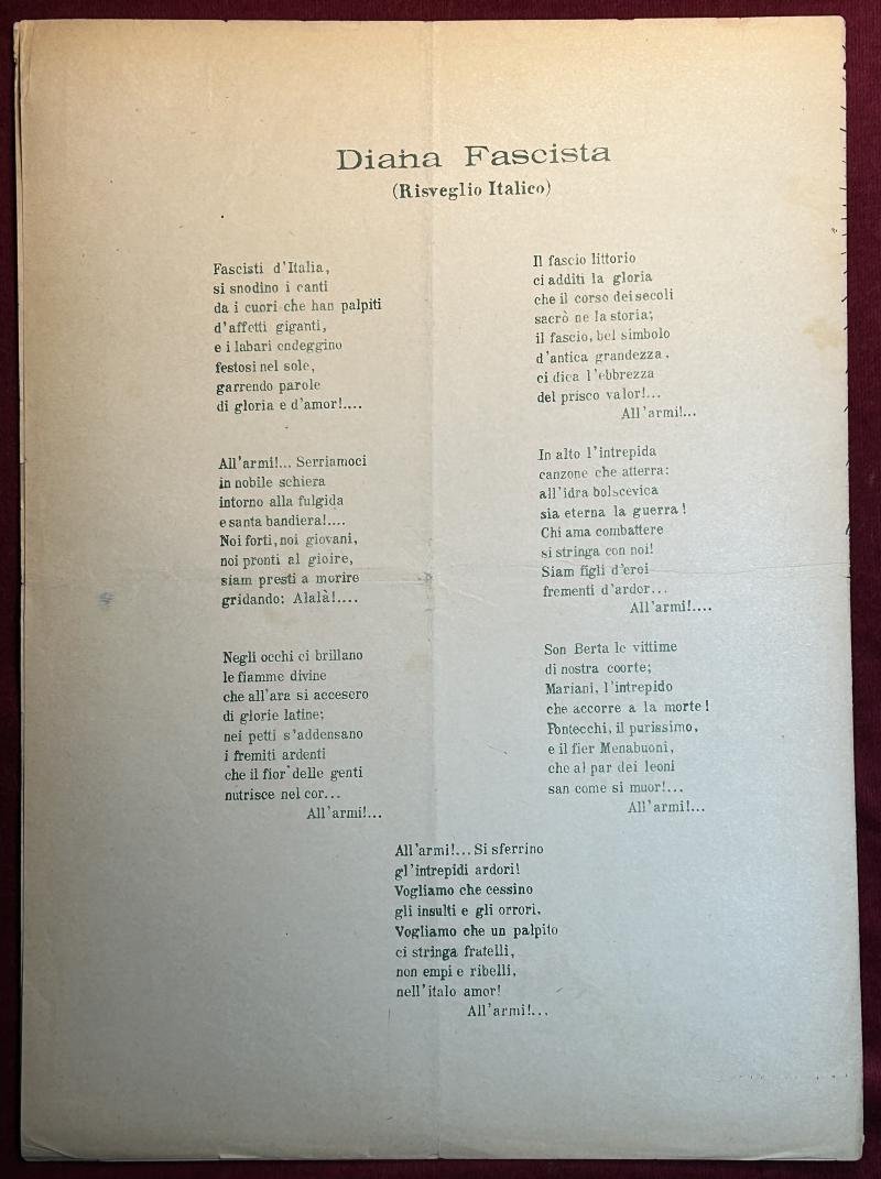 Italia Spartito 'Diana Fascista' Risveglio Italico — image 5