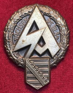 3rd Reich SA Sachsen 25 März 1934 abzeichen