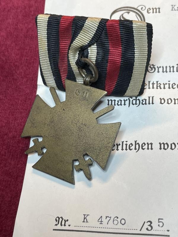 3rd Reich Frontkämpferkreuz mit Einzelspange und urkunde — image 3