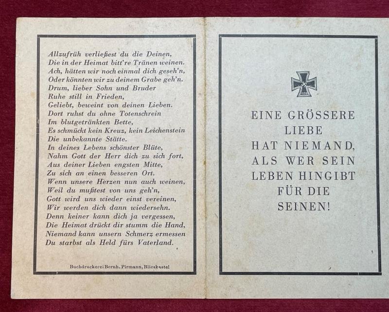 3rd Reich Sterbebild Obergefreiter Reiter-Regiment — image 2