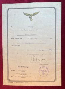 3rd Reich Bestallung/ Beförderung Oberfeldwebel