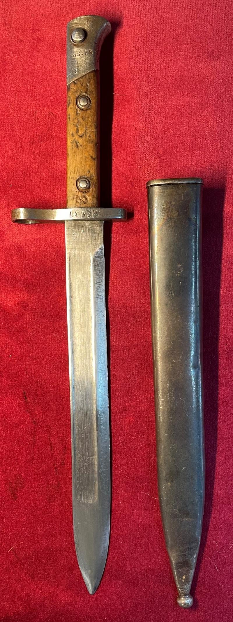 Early Turkish M1935 External leaf spring bayonet - matching numbers on all parts! — image 2
