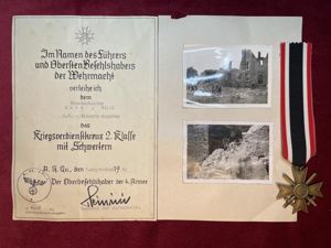Charter signed by Gotthard Heinrici and 3rd Reich 2nd class …