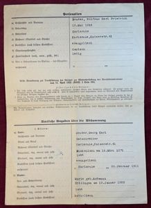 3rd Reich Dokument für die Fesstellung der Arische Abstammung (Ahnennachweis)