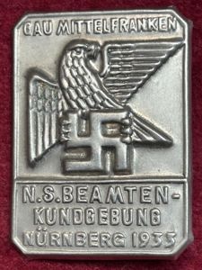 3rd Reich Gau Mittelfranken N.S Beamtenkundgebung Nürnberg 1933