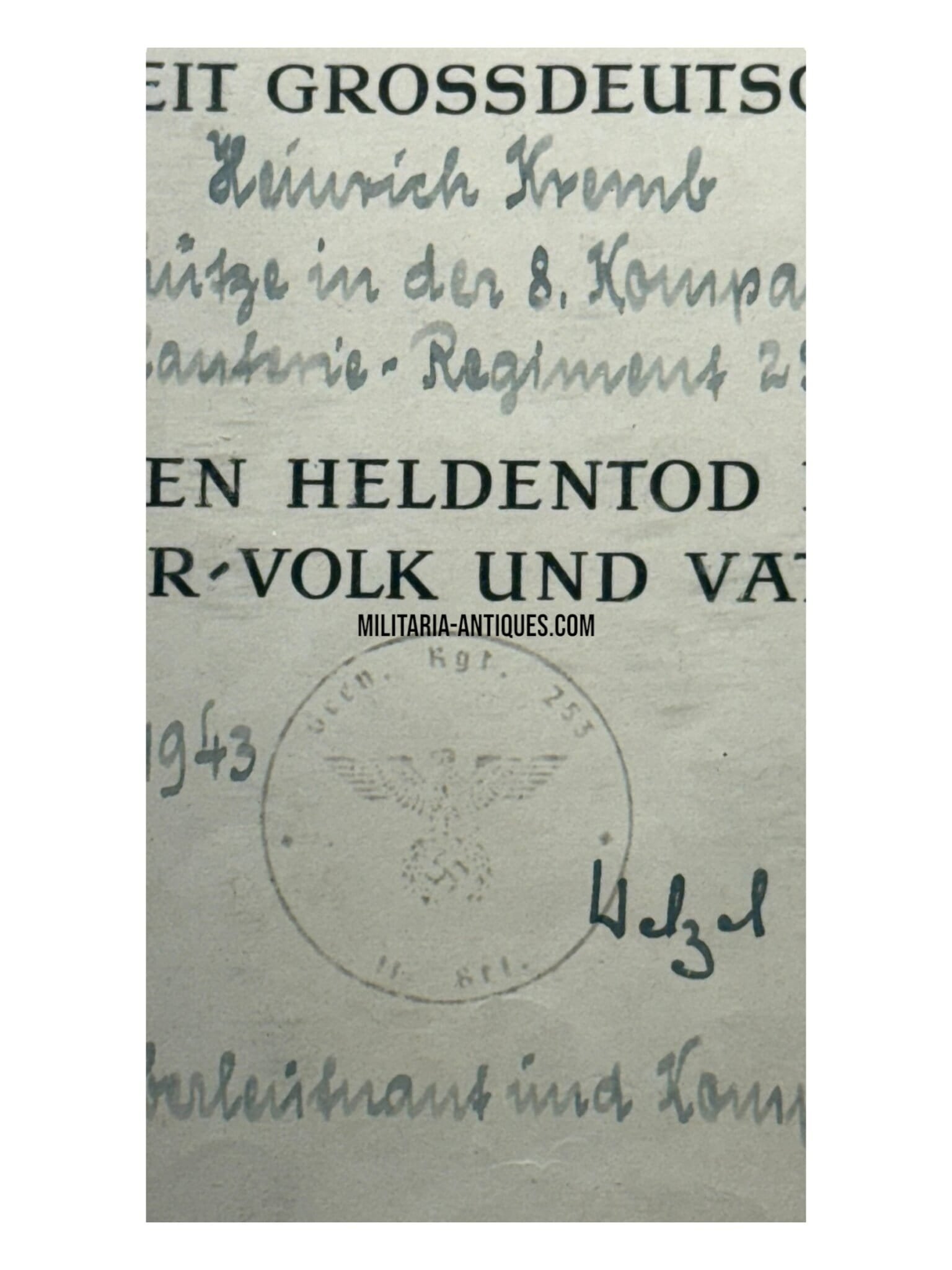 Heldentod Citation regiment 253 — image 2