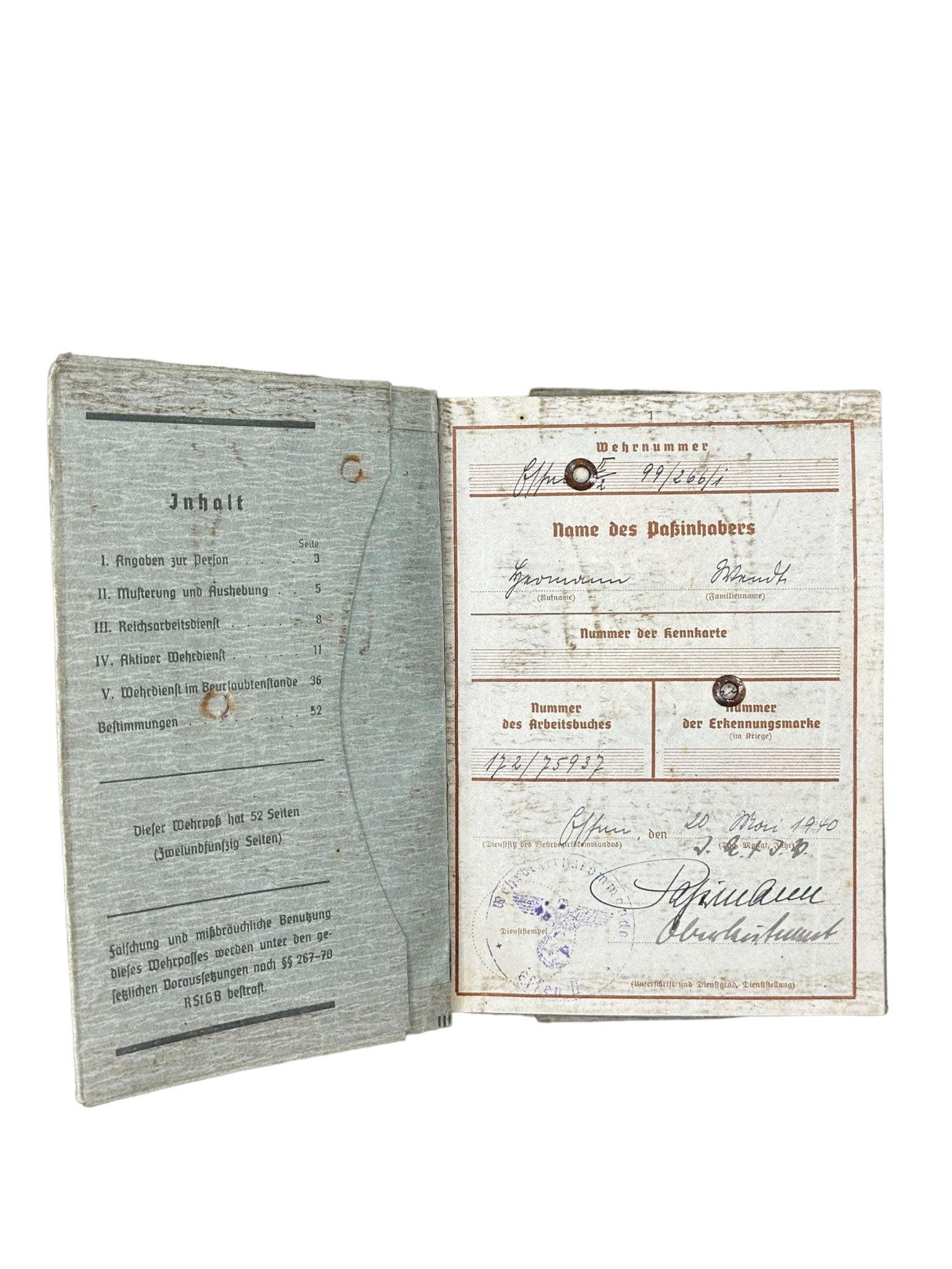 Wehrpass Hermann Wennet — image 2