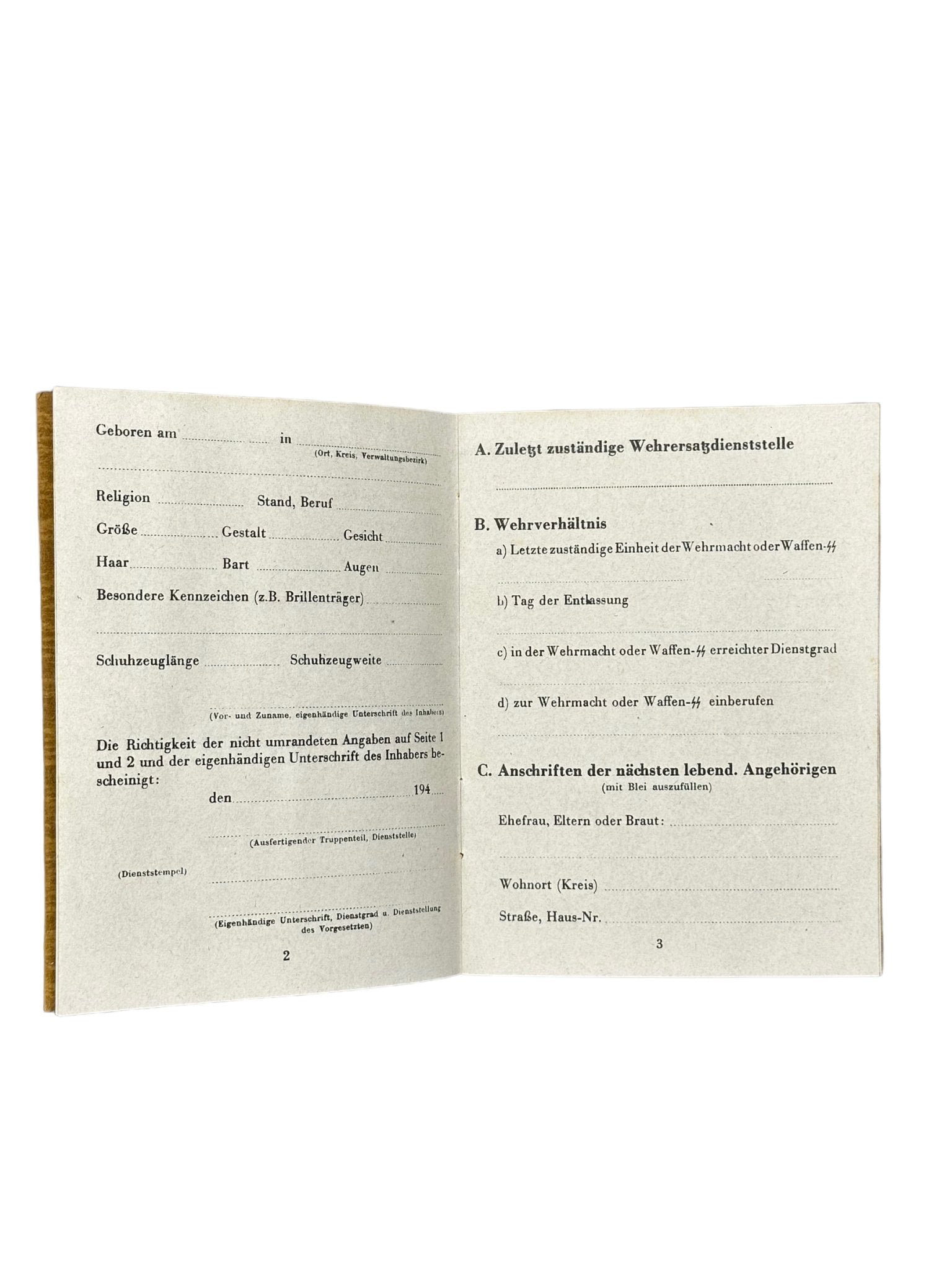 Volkssturm Soldbuch — image 4