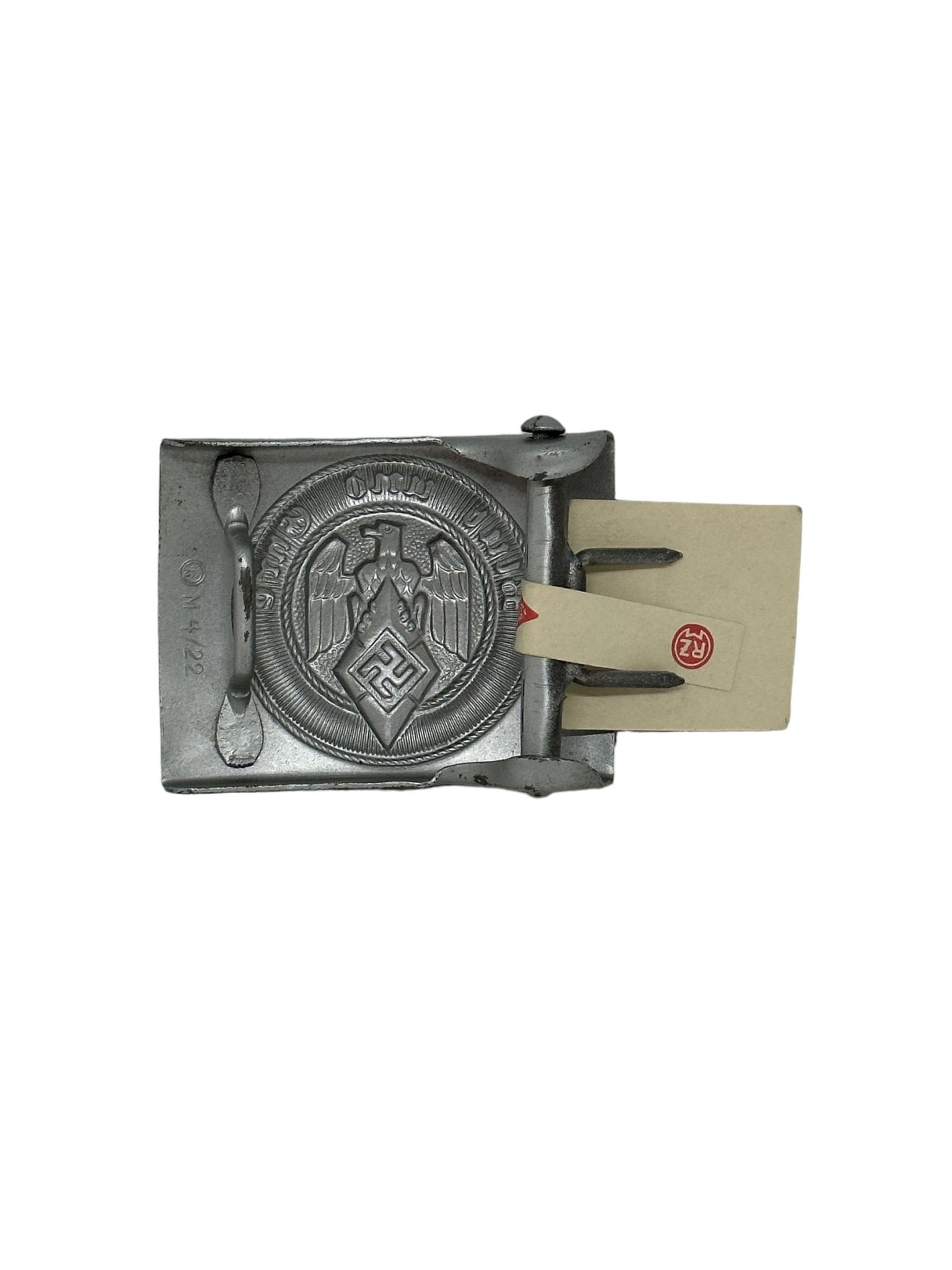 Mint hitler-jugend buckle with tag M4/22 — image 2