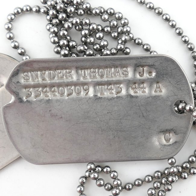 WW2 US Dog Tags 'Thomas J Snyder' — image 2