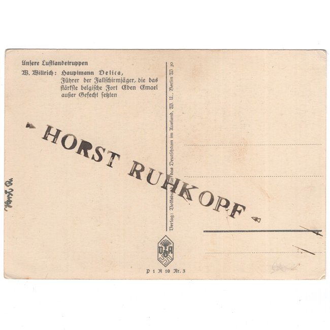 Willrich Postcard - 'Hauptmann Delica' — image 2