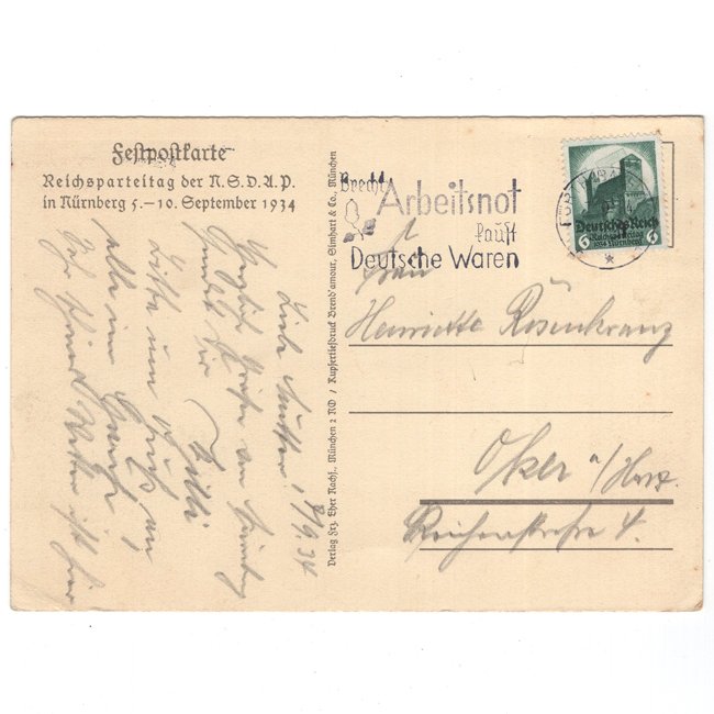  'Reichsparteitag Nürnberg 1934' Postcard — image 2