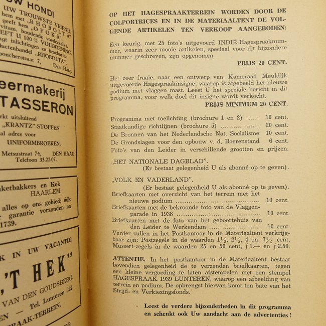 NSB '4de Hagespraak' 1939 Program Booklet — image 6