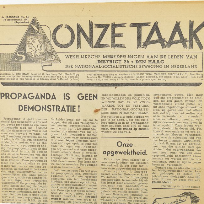NSB Newspaper 'Onze Taak' 19 September 1941 — image 2