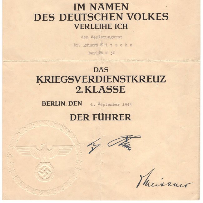 War Merit Cross 2nd Class Award Document — image 3