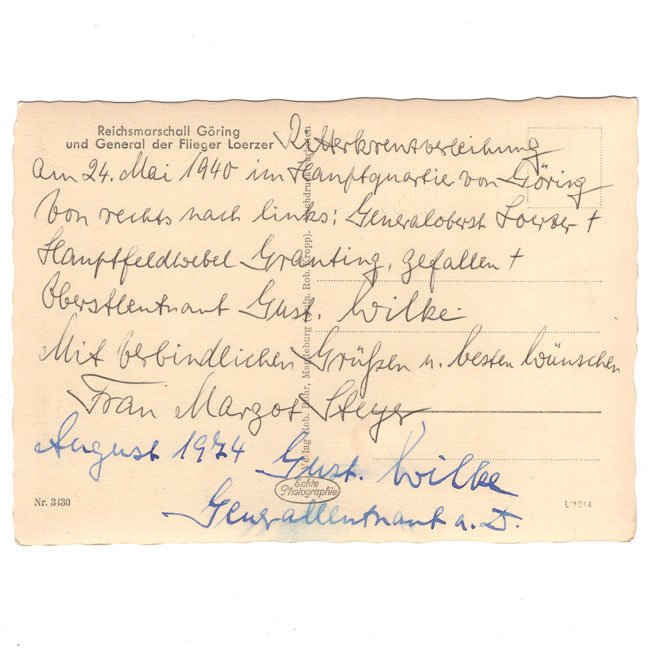 'Gustav Wilke' signed Luftwaffe Postcard — image 4