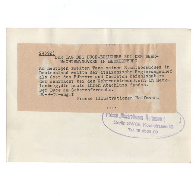 'Mussolini' Hoffmann Press Photo  — image 3