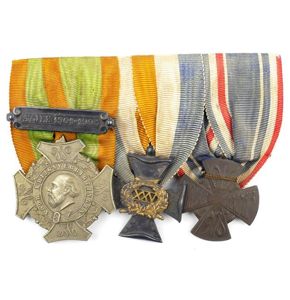 Dutch WW1 3-piece medal-bar