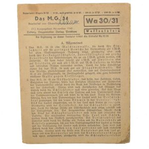MG34 Weapen Manual Wa30/31