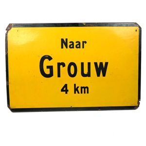 WW2 Dutch Road Sign 'Naar Grouw 4 km'