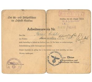 SS 'Arbeitsausweis' Krakau 1944