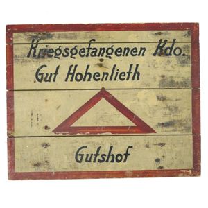 German Wooden Sign POW Camp 'Gutshof'