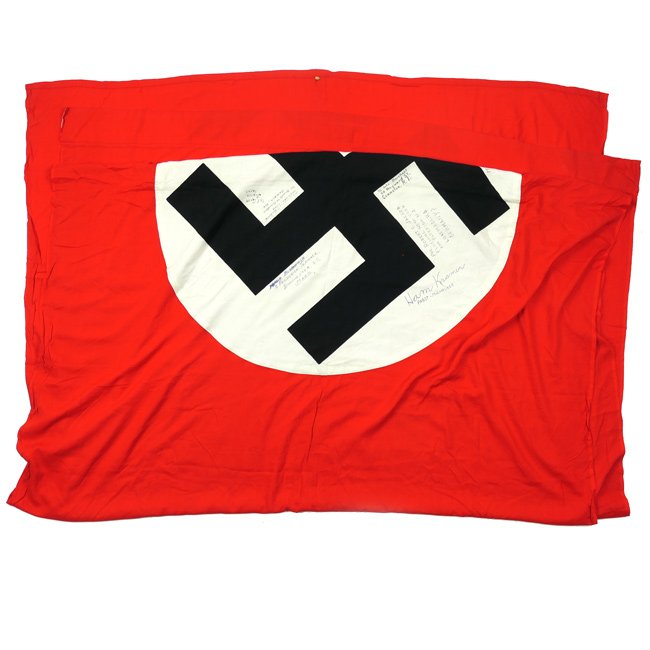 Captured US Vet Signed German Swastika Flag — image 11