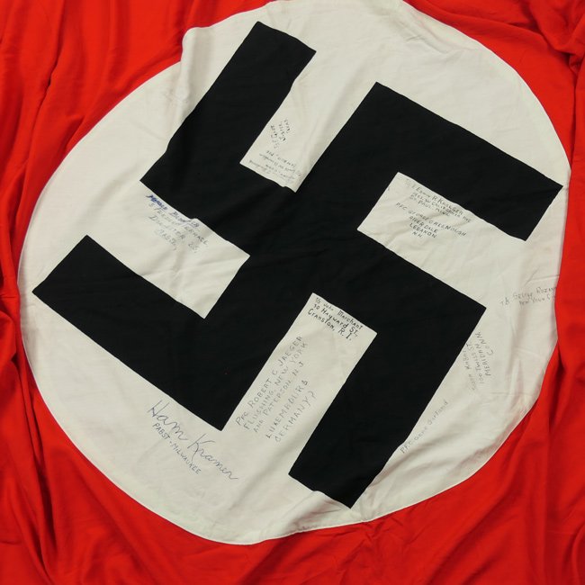Captured US Vet Signed German Swastika Flag — image 2