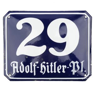 'Adolf-Hitler-Pl. 29' Enamel Sign