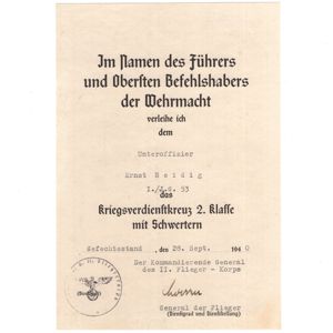 Luftwaffe Jagdgeschwader 53 'War Merit Cross 2nd Class with Swords' …