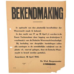 Dutch 'Bekendmaking Amersfoort' Poster