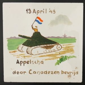 Dutch 'Appelscha door Canadezen bevrijd' Ceramic Tile