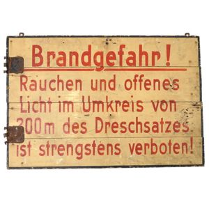 Large sized German 'Brandgefahr' Wooden Sign