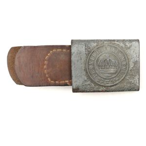 WW1 Saxon EM/NCO's Belt Buckle on Leather Tab